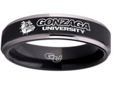 Gonzaga Bulldogs Ring Black & Silver 6mm Wedding Ring Sizes 5 - 13 #gonzaga