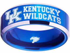 UK Kentucky Wildcats Ring Wedding Ring 8mm BlueTungsten Wedding Band Sz 4-17