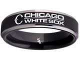 Chicago White Sox Ring Black & Silver 6mm Wedding Ring Sizes 5 - 13 #whitesox #mlb