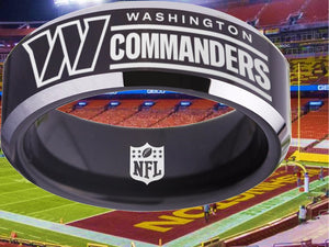 Washington Commanders Ring Black & Silver Wedding Ring #Commanders #NFL