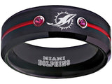 Miami Dolphins Ring Black & Red CZ Tungsten Wedding Ring #miami #dolphins #miamidolphins