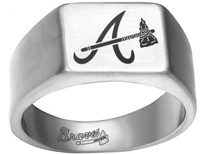 Atlanta Braves Silver Titanium Steel Ring #atlanta #braves #mlb