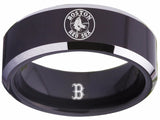 Boston Red Sox Ring Red Sox Wedding Ring Black & Silver Sizes 4 - 17