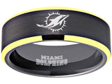 Miami Dolphins Ring Black & Gold Tungsten Wedding Ring #miami #dolphins #miamidolphins