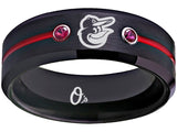 Baltimore Orioles Ring Orioles Black & Red CZ Wedding Ring #orioles Sizes 6 - 13