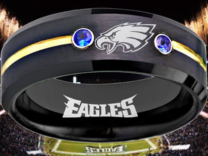 Philadelphia Eagles Ring Black & Blue CZ Wedding Ring #philadelphia #eagles #nfl