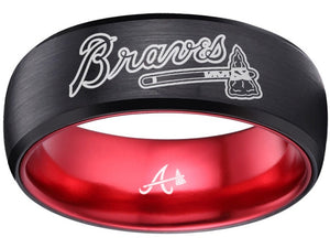 Atlanta Braves Ring Braves Logo Ring Black and Red Wedding Band #atlanta #braves