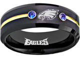 Philadelphia Eagles Ring Black & Blue CZ Wedding Ring #philadelphia #eagles #nfl