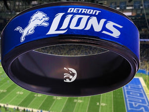 Detroit Lions Ring Blue & Black Wedding Band | Sizes 5 - 15 #detroitlions #nfl