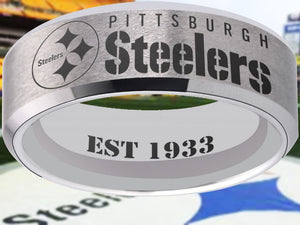 Pittsburgh Steelers Ring Silver Wedding Band | Sizes 6-13 #pittsburgh #steelers