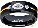 New York Jets Ring Black & Gold CZ Wedding Ring Sizes 6 - 13 #jets #nyjets