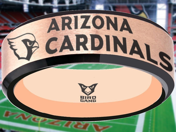 Arizona Cardinals Ring Rose Gold & Black Wedding Band | Sizes 6 - 13 #arizonacardinals #nfl