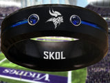 Minnesota Vikings Ring Black & Blue CZ Wedding Band | Sizes 6-13 #vikings #skol #nfl