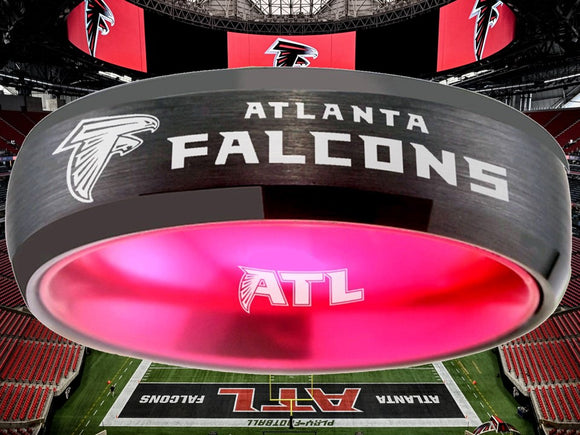 Atlanta Falcons Ring Black & Pink 6mm Wedding Band | Sizes 6 - 13 #atlanta #falcons #nfl