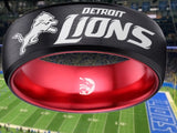 Detroit Lions Ring Black & Red Wedding Band | Sizes 6-13 #detroit #lions #nfl