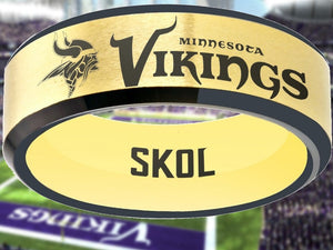 Minnesota Vikings Ring Gold & Black Wedding Band | Sizes 6-13 #vikings #skol #nfl