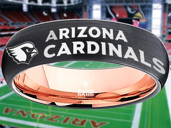 Arizona Cardinals Ring Black & Rose Gold Wedding Band | Sizes 5 - 13 #arizonacardinals #nfl