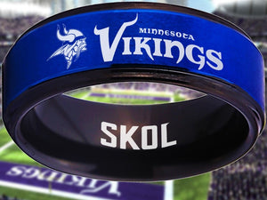 Minnesota Vikings Ring Blue & Black Wedding Band | Sizes 5-15 #vikings #skol #nfl