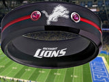 Detroit Lions Ring Black & Red CZ Wedding Band | Sizes 6-13 #detroit #lions #nfl