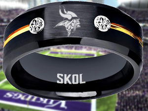 Minnesota Vikings Ring Black & Gold CZ Wedding Band | Sizes 6-13 #vikings #skol #nfl