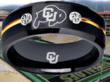 Colorado Buffaloes Ring Black & Gold CZ Wedding Band | Sizes 6-13 #buffs #ncaa