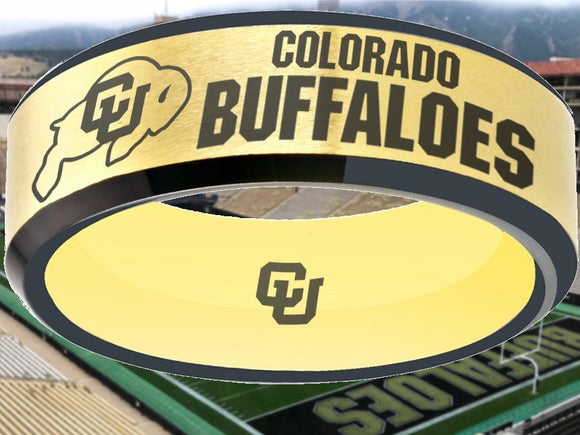 Colorado Buffaloes Ring Gold & Black Wedding Band | Sizes 6-13 #buffs #ncaa