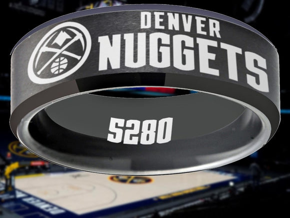 Denver Nuggets Ring: Matte Black Tungsten Wedding Band | Sizes 6-13 | #Denver #Nuggets