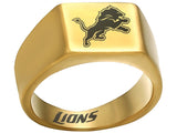 Detroit Lions Ring Gold Titanium 10mm Ring | Sizes 8-12 #detroit #lions #nfl