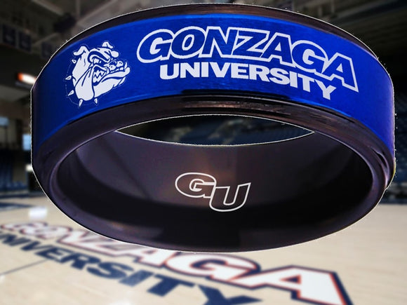 Gonzaga Bulldogs Ring Blue & Black Wedding Ring Sizes 5 - 15 #gonzaga #bulldogs