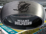 Miami Dolphins Ring Matte Silver & Black Tungsten Wedding Ring #miami #dolphins #miamidolphins