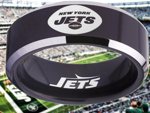 New York Jets Ring Black & Silver Wedding Ring Sizes 4 - 17 #jets #nyjets