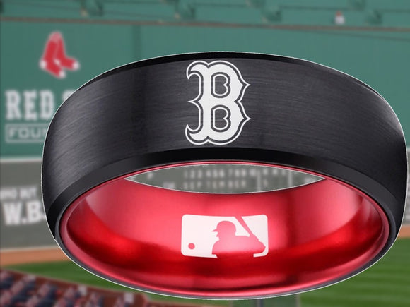 Boston Red Sox Ring Red Sox Wedding Ring Black & Red Sizes 6 - 13