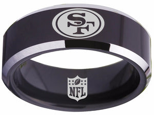 San Francisco 49ers Ring 8mm Black Tungsten Ring #49ers