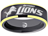 Detroit Lions Ring Black & Gold Wedding Band | Sizes 6-13 #detroit #lions #nfl