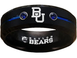 Baylor Bears Ring Black & Blue CZ Wedding Band | Sizes 6-13 #bu #baylor #bears