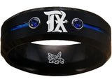 Texas Rangers City Connect Ring Black and Blue CZ Wedding Band Style | Sizes 6-13 #texasrangers