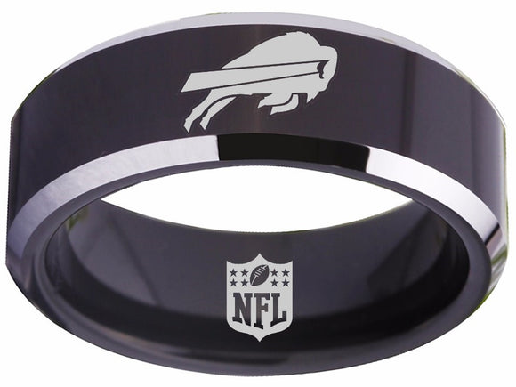 Buffalo Bills Ring Bills Black & Silver Wedding Band | Sizes 4-17 #buffalo #bills