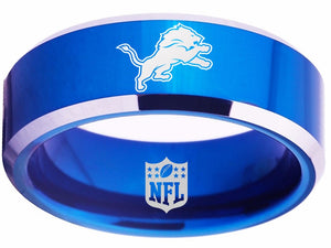 Detroit Lions Ring Blue & Silver Wedding Band | Sizes 4-17 #lions