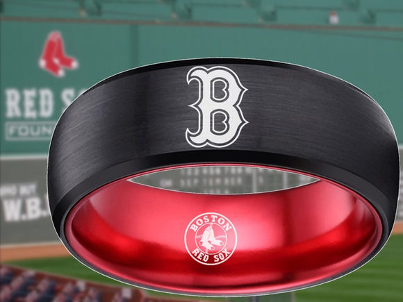 Boston Red Sox Ring Red Sox Wedding Ring Black & Red Sizes 6 - 13