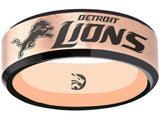 Detroit Lions Ring Rose Gold & Black Wedding Band | Sizes 6-13 #detroit #lions #nfl