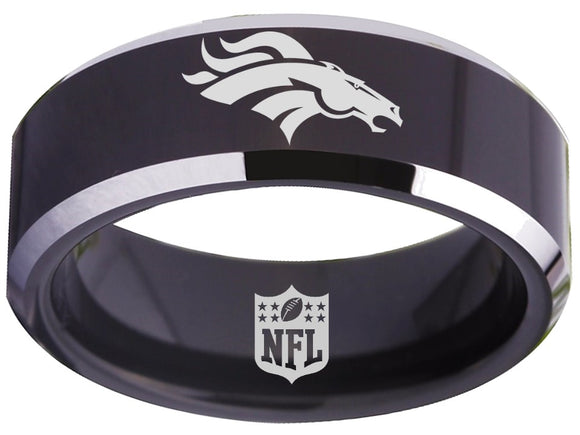 Denver Broncos Ring Black & Silver Wedding Band | Sizes 4-17 #broncos