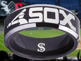 Chicago White Sox Ring Black & Silver logo Ring Sizes 4 - 17 #whitesox #mlb