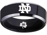 Notre Dame Ring Wedding Ring 8mm Black Tungsten Wedding Band Sz 4 - 17