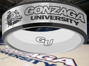 Gonzaga Bulldogs Ring Silver & Black Wedding Ring Sizes 6 - 13 #gonzaga #bulldogs