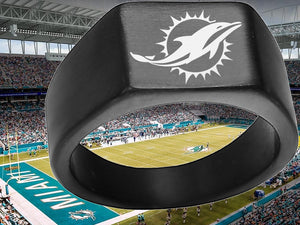 Miami Dolphins Ring Black Titanium Steel Ring #miami #dolphins