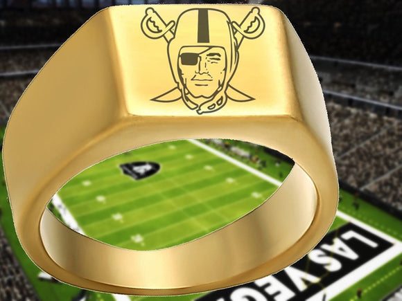 Las Vegas Raiders Ring Gold Titanium Steel Wedding Ring #Raiders #NFL