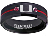 Miami Hurricanes Ring Black & Red CZ Wedding Band | Sizes 6-13 #miami #hurricanes #TheU