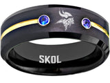 Minnesota Vikings Ring Black, Gold, & Blue CZ Wedding Band | Sizes 6-13 #vikings #skol #nfl