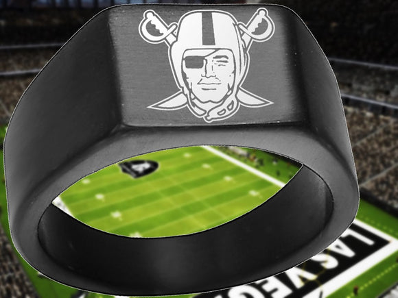 Las Vegas Raiders Ring Black Titanium Steel Wedding Ring #Raiders #NFL