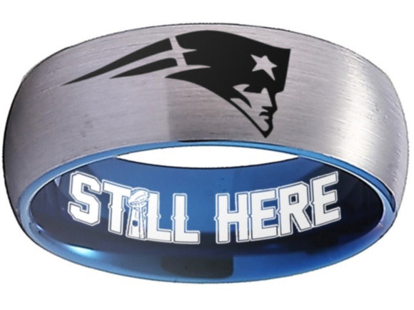 New England Patriots Ring matte Silver Patriots Logo We're Still Here #patriots